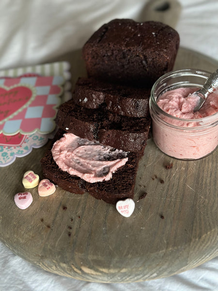 Gluten Free Chocolate Zucchini Bread with Fresh Strawberry Frosting